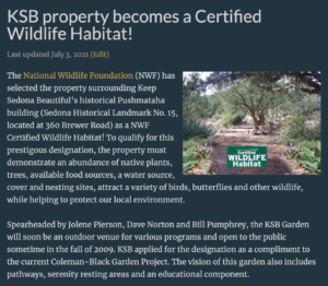 2009 Pushmataha Building Becomes Certified Wildlife Habitat